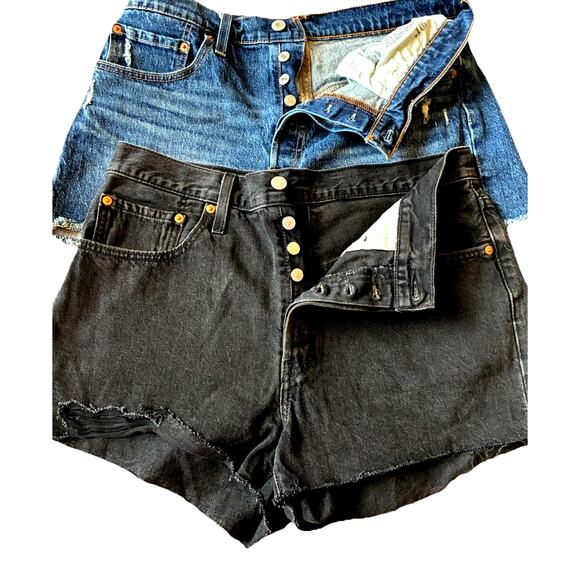 Levi's 501 Button Fly Womens Jean Shorts Sz 31 Denim & Black MSRP $59 Lot Of 2 - Picture 1 of 16
